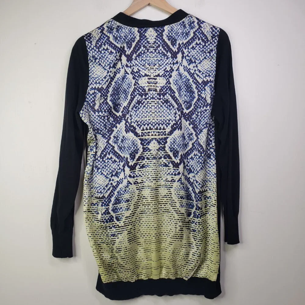 Saks 5th Avenue Black Label Sweater Cardigan Ombre Satin Back Snakeskin‎ M